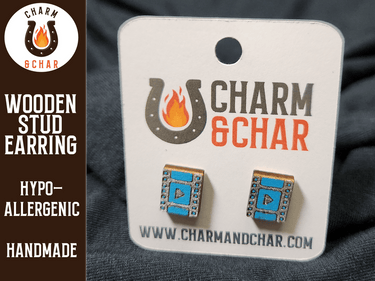 Film Strip Wood Stud Earrings - Movie Lover Fashion Earring - Stud Earring - Charm and Char